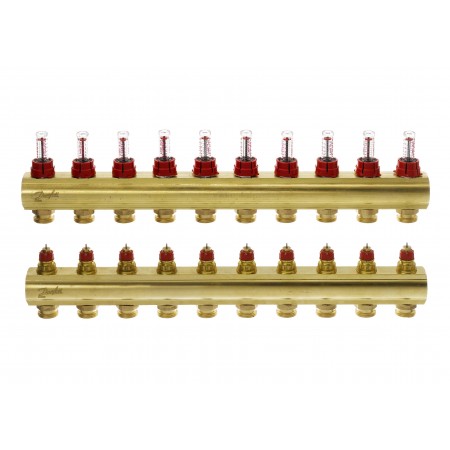Danfoss Колектор FHF 10+10 з ротаметрами, латунний