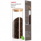 ARDESTO Банка для зберігання Midori, 1000мл, скло, бамбук, кругла, прозорий ARDESTO Банка для зберігання Midori, 1000мл, скло, бамбук, кругла, прозорий