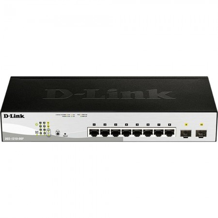 D-Link Комутатор DGS-1210-08P 8x1GE PoE, 2xSFP