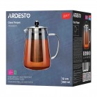 Заварник Ardesto Gemini Milano 950мл, боросилікатне скло, нержавіюча сталь, прозорий Заварник Ardesto Gemini Milano 950мл, боросилікатне скло, нержавіюча сталь, прозорий