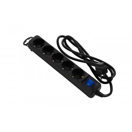 2E Мережевий подовжувач 5XSchuko з вимикачем, 3G*1.5мм, 1.5м