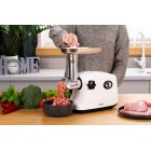 ARDESTO М'ясорубка, 1600Вт, 1.6кг/хв, 3 решітки, насадка для ковбас, кеббе, пластик, білий