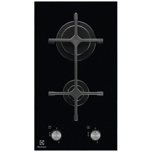 Electrolux Варильна поверхня газова на склі, 30см, чавун, Доміно, чорний Electrolux Варильна поверхня газова на склі, 30см, чавун, Доміно, чорний