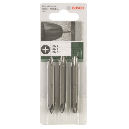 Bosch Біти двосторонні PH/PH 1/2/3, 60мм, 3шт