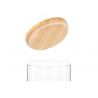 ARDESTO Банка для зберігання Midori, 1300мл, скло, бамбук, кругла, прозорий