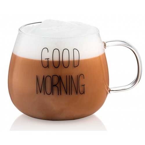 ARDESTO Набір чашок з ручками Good Morning, 430мл, 2шт, боросилікатне скло, прозорий