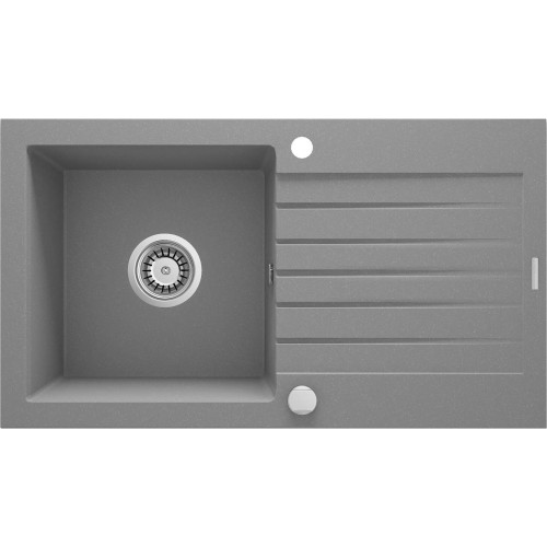 Deante Мийка кухонна Zorba, граніт, прямокутник, з крилом, 760х440х160мм, чаша - 1, накладна, металічний сірий