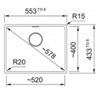 Franke Мийка кухонна Maris, фраграніт, прямокутник, без крила, 553х433х200мм, чаша - 1, під стільницю, MRG 110-52, білий