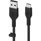 Кабель USB-A > USB-C заряджання/синхронізації Belkin 1м, 15Вт, Type-C, силіконовий з кліпсою, чорний