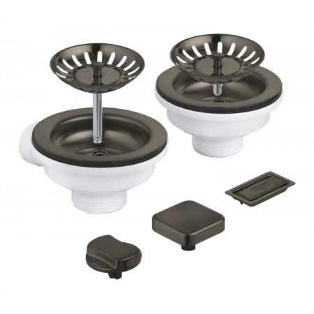 Grohe Зливний комплект для двох чаш з ексцентриком, матовий 