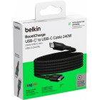 Belkin Кабель USB-C > USB-C заряджання/синхронізації 2м, 240Вт, Type-C, плетений, чорний