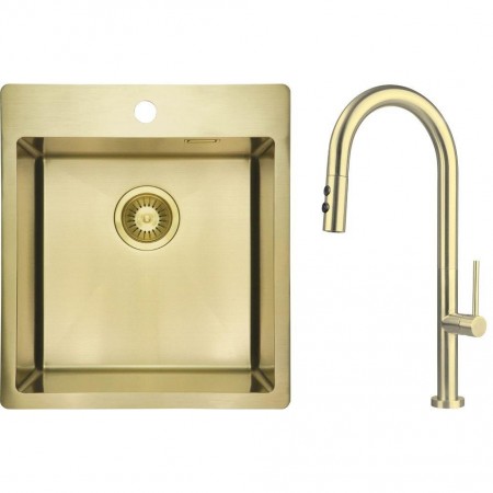 Deante Набір для кухні Olfato стальна мийка ZPO_R10A + зміш.