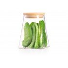 ARDESTO Банка для зберігання Midori, 740мл, скло, бамбук, конусна, прозорий