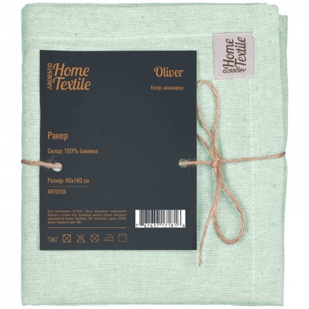 ARDESTO Ранер Oliver, 40х140см, 100% бавовна, аквамарин