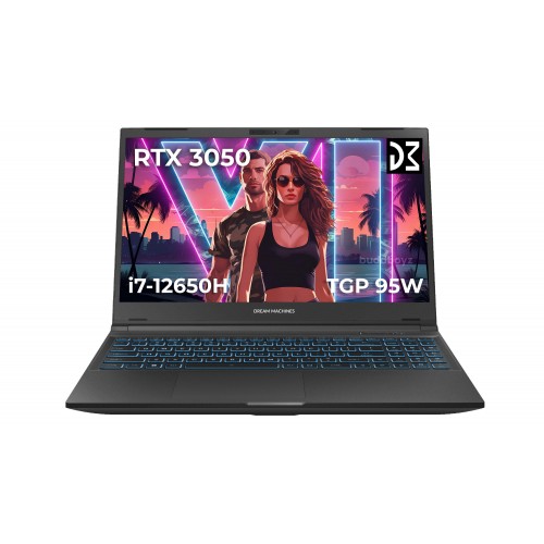 Dream Machines Ноутбук RG3050-15 15.6FHD IPS, Intel i7-12650H, 32GB, F1TB, NVD3050-4, DOS, чорний