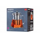 Заварник Ardesto Gemini Roma 950мл, боросилікатне скло, нержавіюча сталь, прозорий Заварник Ardesto Gemini Roma 950мл, боросилікатне скло, нержавіюча сталь, прозорий