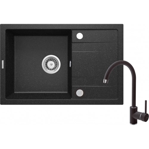 Deante Набір для кухні Corio, гранітна мийка ZRC_2113 + зміш. BEN_262M, графіт Deante Набір для кухні Corio, гранітна мийка ZRC_2113 + зміш. BEN_262M, графіт