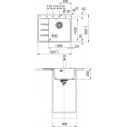 Мийка кухонна Franke Centro, фраграніт, прямокутник, з крилом, 620х500х200мм, чаша - 1, врізна, CNG 611-62 TL, сірий камінь