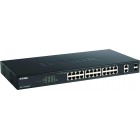 D-Link Комутатор DGS-1100-26MPV2 24xGE PoE, 2xSFP/GE, 370Вт, EasySmart