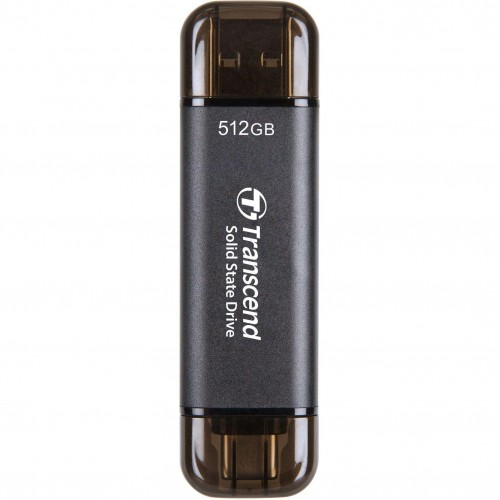 Портативний SSD Transcend  512GB USB 3.1 Gen 2 Type-A + Type-C ESD310 Чорний