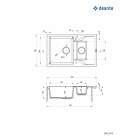 Deante Мийка кухонна Andante, граніт, прямокутник, з крилом, 780х490х194мм, чаша - 1, накладна, бежевий Deante Мийка кухонна Andante, граніт, прямокутник, з крилом, 780х490х194мм, чаша - 1, накладна, бежевий