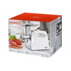 ARDESTO М'ясорубка, 1800Вт, продук.-2кг/хв, 3 решітки + для ковб., кеббе, насадка для томатів, пластик, біло-сріблястий