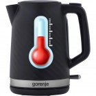 Електрочайник Gorenje 1.7л, Strix контроль, чорний матовий