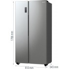 Gorenje Холодильник SBS 179х67х92см, 2 двері, 356( 191)л, А++, NF+, Інв. , зона св-ті, зовн. диспл, матовий сірий