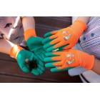 Neo Tools Рукавички робочі дитячі, латексне покриття, поліестер, дихаюча верхня частина, малюнок, р.4, помаранчевий