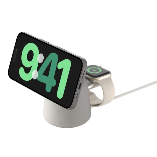 Belkin Зарядний пристрій бездротовий 2в1 MagSafe iPhone/Watch/AirPods, Sand Mass Belkin Зарядний пристрій бездротовий 2в1 MagSafe iPhone/Watch/AirPods, Sand Mass