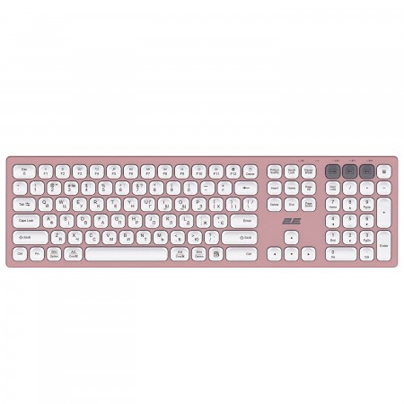 2E Клавіатура ножнична KS270 105key, WL/BT, EN/UK, рожево-бі
