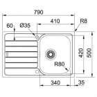 Franke Мийка кухонна Spark, нерж.сталь, прямокутник, з крилом, 790х500х160мм, чаша - 1, накладна, SKL 611-79, нерж декор Franke Мийка кухонна Spark, нерж.сталь, прямокутник, з крилом, 790х500х160мм, чаша - 1, накладна, SKL 611-79, нерж декор