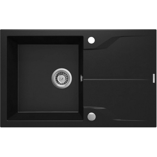 Deante Мийка кухонна Andante, граніт, прямокутник, з крилом, 780х490х194мм, чаша - 1, накладна, чорний Deante Мийка кухонна Andante, граніт, прямокутник, з крилом, 780х490х194мм, чаша - 1, накладна, чорний