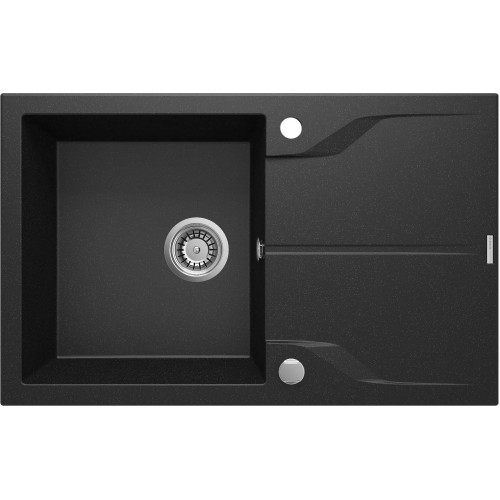 Deante Мийка кухонна Andante, граніт, прямокутник, з крилом, 780х490х194мм, чаша - 1, накладна, металічний графіт