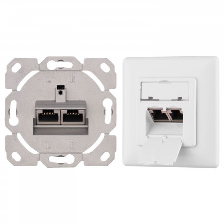 2E Настінна розетка CАТ 5e FTP, 2xRJ45, 8P8C, для прихованої