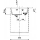 Мийка кухонна Franke Maris, фраграніт, прямокутник, без крила, 553х433х200мм, чаша - 1.5, під стільницю, MRG 160, сірий камінь