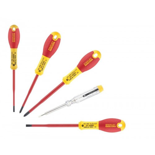 Stanley Викрутка FatMax набір 7шт, для робіт під напругою 1000В, прямий шліц 3.5х75мм/ 5.5х150мм, викрутки під шліц Philips Ph1x100/ Ph2x125 Stanley Викрутка FatMax набір 7шт, для робіт під напругою 1000В, прямий шліц 3.5х75мм/ 5.5х150мм, викрутки під шліц Philips Ph1x100/ Ph2x125