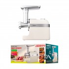 ARDESTO М'ясорубка, 1800Вт, 2кг/хв, 3 решітки, насадка для ковбас, кеббе, пластик, бежево-сріблястий