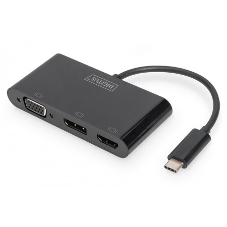 Digitus Адаптер USB-C - HDMI+DP+VGA, M/F, 0.11 m