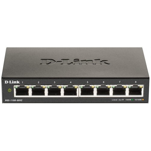D-Link Комутатор DGS-1100-08V2 8xGE, EasySmart