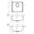 Deante Мийка кухонна Momi, граніт, квадрат, без крила, 500х440х230мм, чаша - 1, універсальна, сірий