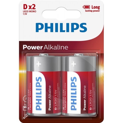Philips Батарейка Power Alkaline лужна DLR20) блістер, 2 шт Philips Батарейка Power Alkaline лужна DLR20) блістер, 2 шт