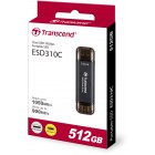Портативний SSD Transcend  512GB USB 3.1 Gen 2 Type-A + Type-C ESD310 Чорний
