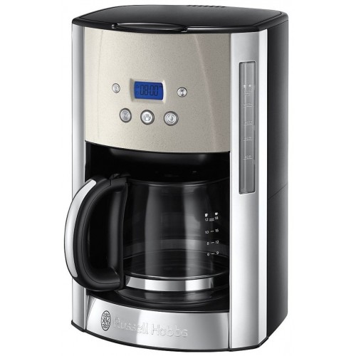 Russell Hobbs Кавоварка крапельна Luna Stone, 1.5л, мелена, LED-дисплей, підігрів чашок, чорно-сріблястий