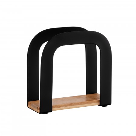 ARDESTO Серветниця Midori 12х4.5х12см, метал, бамбук, чорна