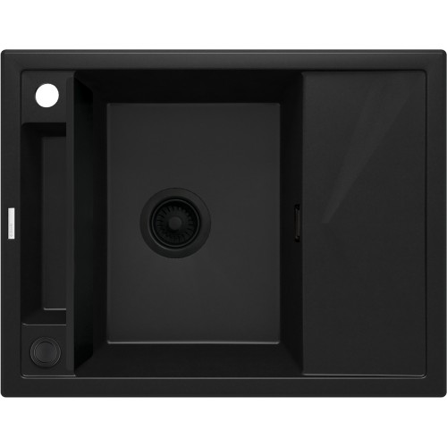 Deante Мийка кухонна Magnetic, граніт, прямокут., з крилом, 640х500х219мм, чаша - 1, врізна, чорний матовий Deante Мийка кухонна Magnetic, граніт, прямокут., з крилом, 640х500х219мм, чаша - 1, врізна, чорний матовий