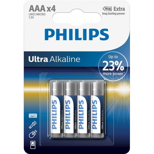Philips Батарейка Ultra Alkaline лужна AAA блістер, 4 шт