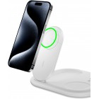 Belkin Зарядний пристрій бездротовий 3в1 Magnetic Foldable iPhone/Watch/AirPods, Qi2 15Вт, білий