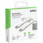 Belkin Кабель USB-C > USB-C заряджання/синхронізації 2м, 60Вт, Type-C, плетений, білий