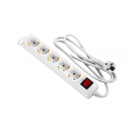 2E Мережевий подовжувач 5XSchuko з вимикачем, 3G*1.5мм, 1.5м